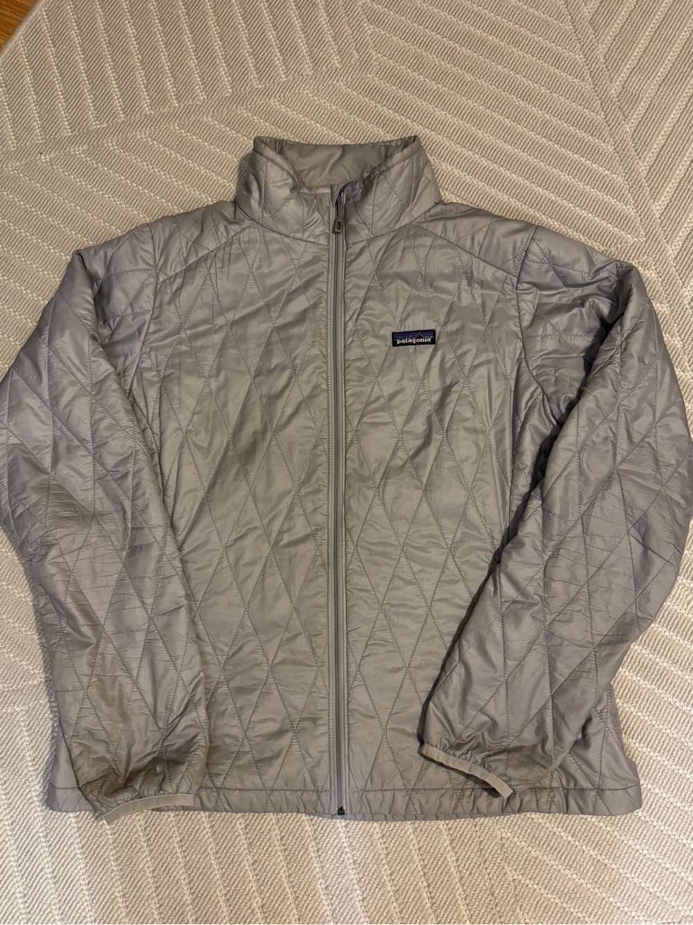 Patagonia Women's Nano Puff Quilted Full Zip Jacket Platinum Grey XL 84215